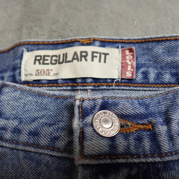 Vintage Levi's 505 Regular Fit Pants Men's 34X32 Blue Denim Straight Workwear - Picture 7 of 13